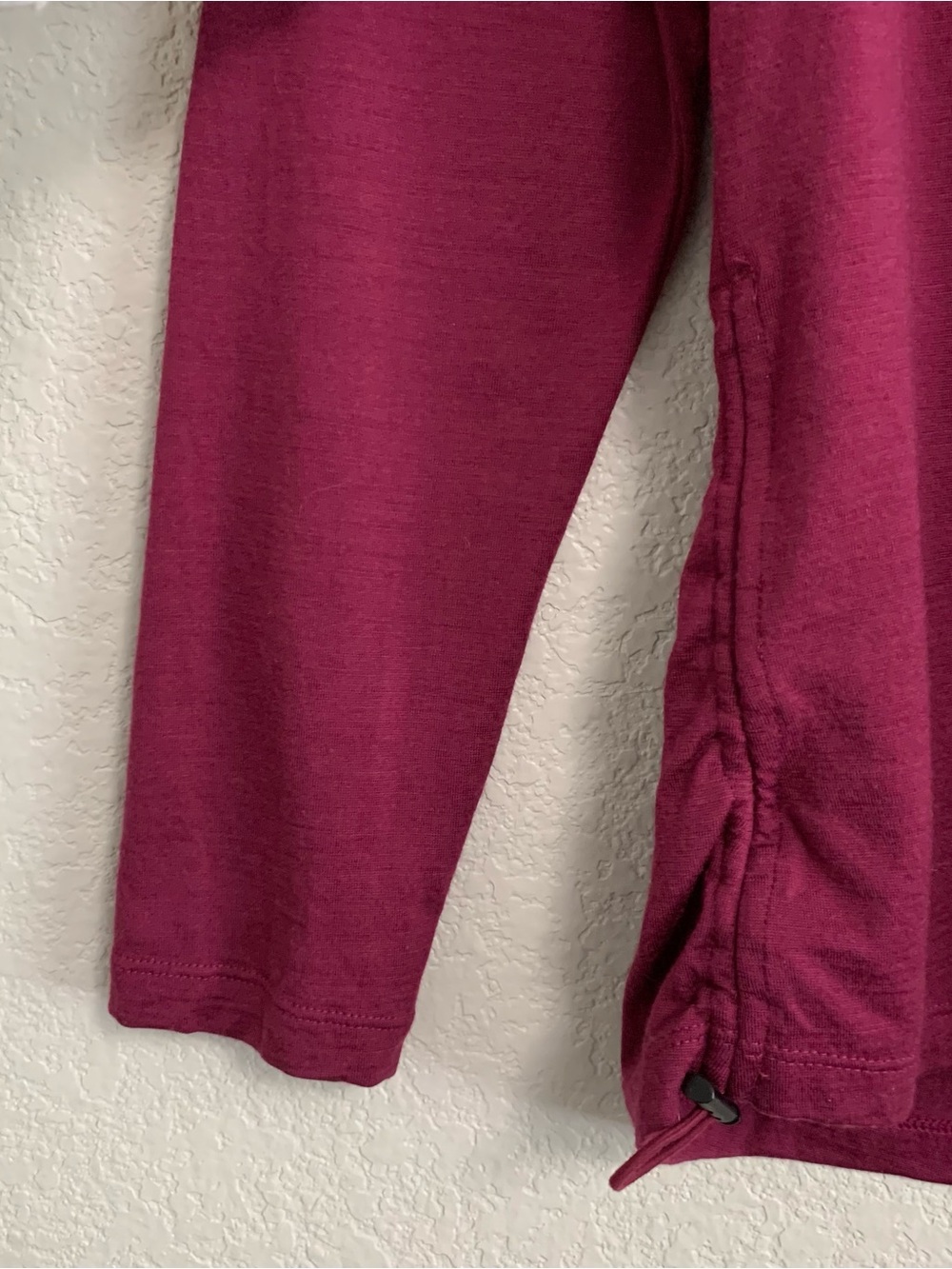 Ibex Top Womens XL Merino Wool 1/4 Zip Base Layer Side Ruched Outdoor Burgundy - Picture 8 of 13